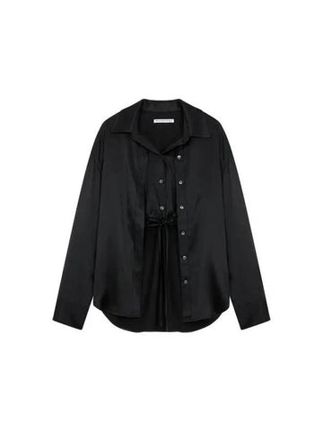 Glossy Silk Layered Shirt Black - ALEXANDER WANG - BALAAN 1