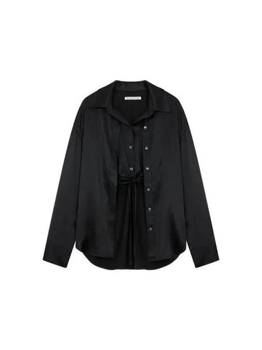 Glossy Silk Layered Shirt Black - ALEXANDER WANG - BALAAN 1