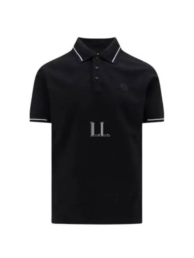 Men's Logo Patch Cotton Short Sleeve Polo Shirt Black - MONCLER - BALAAN 2