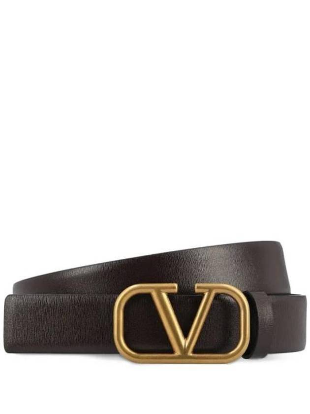 V Logo Signature Calfskin Leather Belt Brown - VALENTINO - BALAAN 2