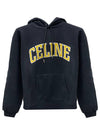 Loose Cotton Fleece Hoodie Black - CELINE - BALAAN 2