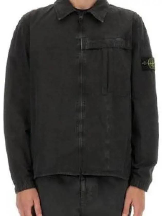 Organic Cotton Shirt Zip Up Jacket Grey - STONE ISLAND - BALAAN 2