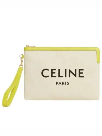 Logo Strap Small Pouch Bag White Yellow - CELINE - BALAAN 1