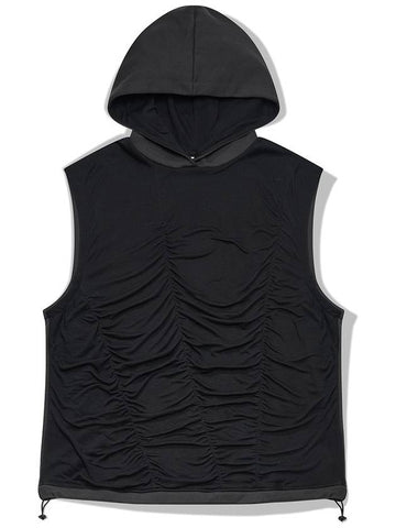 Shirring Sleeveless Hoodie Black - PHOS333 - BALAAN 1