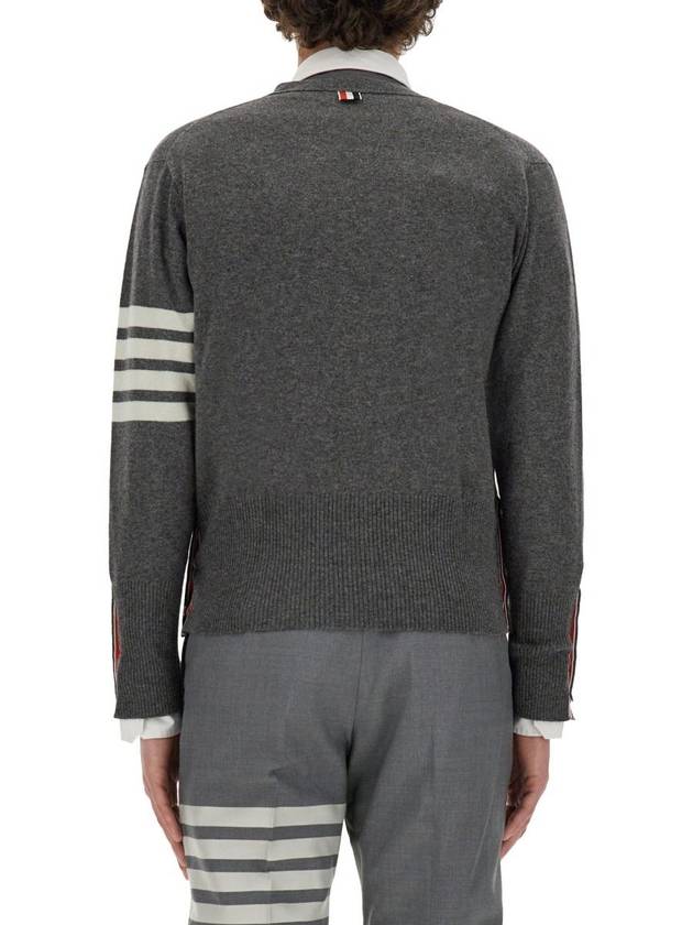 Men's Diagonal Classic Cashmere Cardigan Mid Grey - THOM BROWNE - BALAAN 7