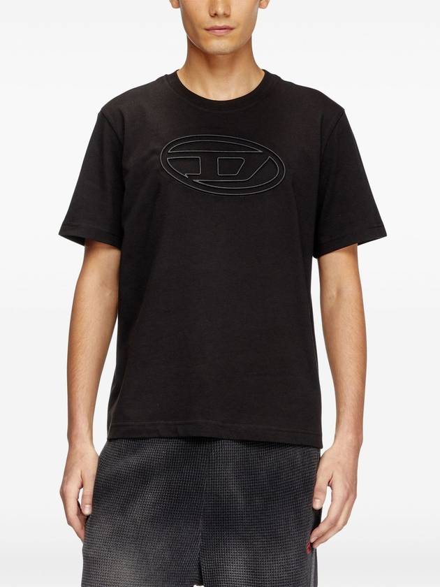 Embossed Oval D Short Sleeve T-Shirt Black - DIESEL - BALAAN 4