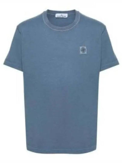 Organic Cotton Short Sleeve T-Shirt Avio Blue - STONE ISLAND - BALAAN 2