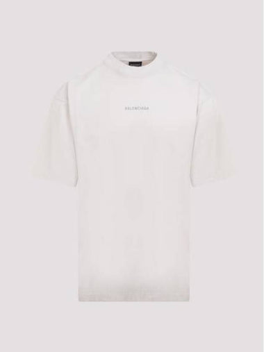 Reflective Logo Cotton Short Sleeve T-Shirt White - BALENCIAGA - BALAAN 1