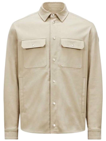 Men's Cotton Long Sleeve Shirt Light Beige - MONCLER - BALAAN 1