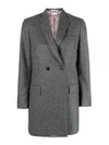 Women's Flannel Sports Wool Double Coat Medium Grey - THOM BROWNE - BALAAN 2