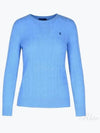 Kimberly Pony Logo Embroidered Cable Sweater Light Blue - POLO RALPH LAUREN - BALAAN 2