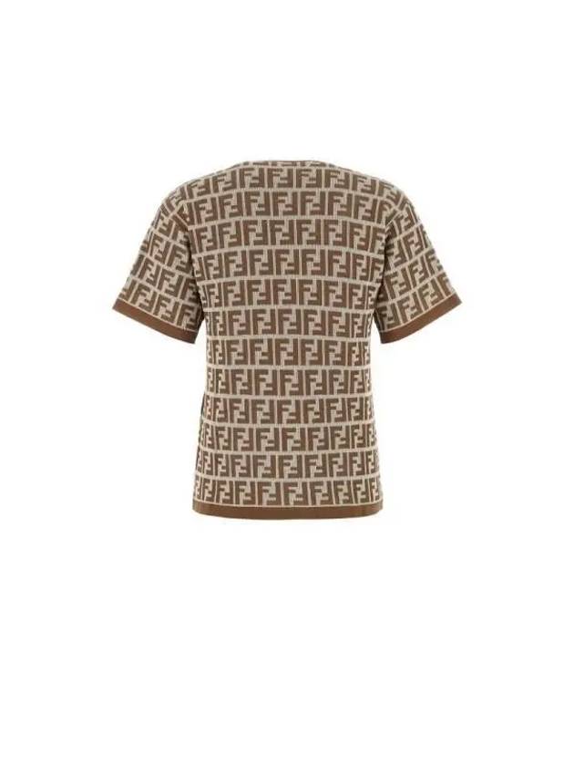 FF Jacquard Short Sleeve T-Shirt Brown - FENDI - BALAAN 3