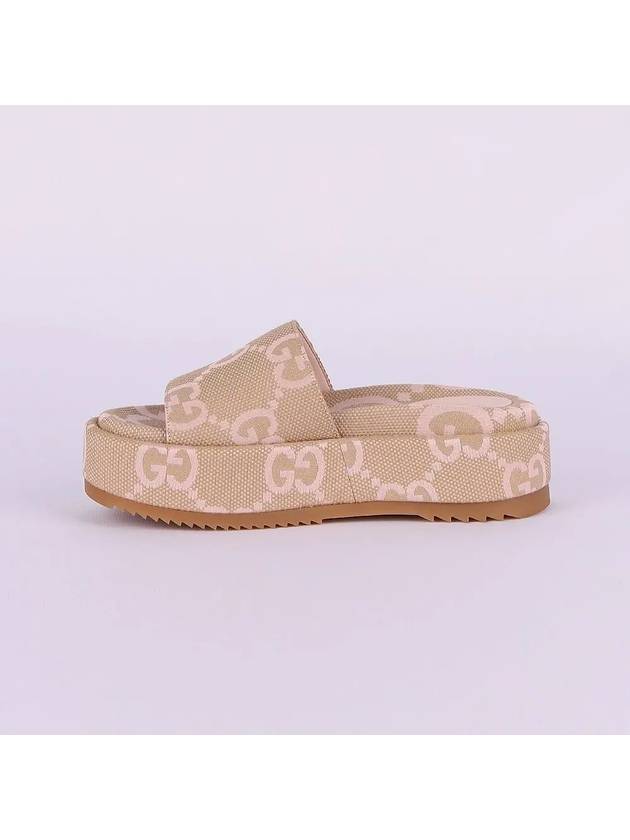 Jumbo GG Platform Slipper Beige Light Pink - GUCCI - BALAAN 4