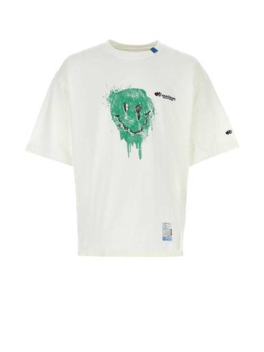 Yasuhiro Mihara Smiley Face Short Sleeve T-Shirt White - MAISON MIHARA YASUHIRO - BALAAN 1