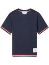 RWB Stripe Cotton Short Sleeve T-Shirt Navy - THOM BROWNE - BALAAN 2