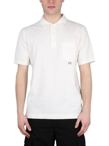 1020 Jersey Small Logo Pocket Short Sleeve Polo Shirt White - CP COMPANY - BALAAN 1