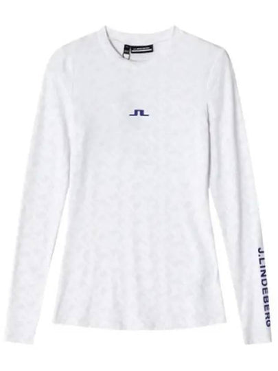 Tekla Print Bridge Crew Neck Long Sleeve T-Shirt White - J.LINDEBERG - BALAAN 2