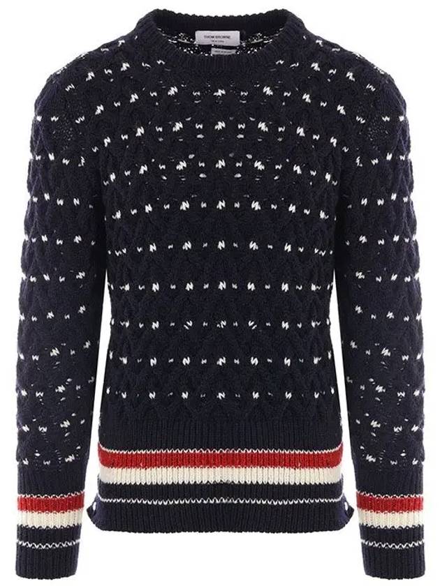 Wool Mohair Long Sleeve Knit Top Navy - THOM BROWNE - BALAAN 2