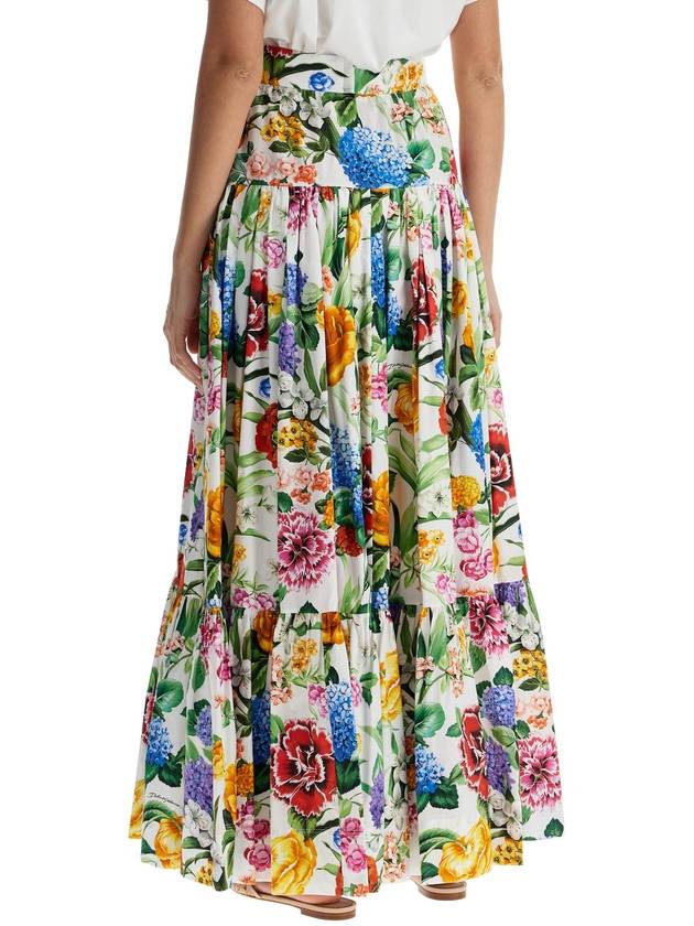 maxi skirt with high waist in white cotton floral for spring summer - DOLCE&GABBANA - BALAAN 3