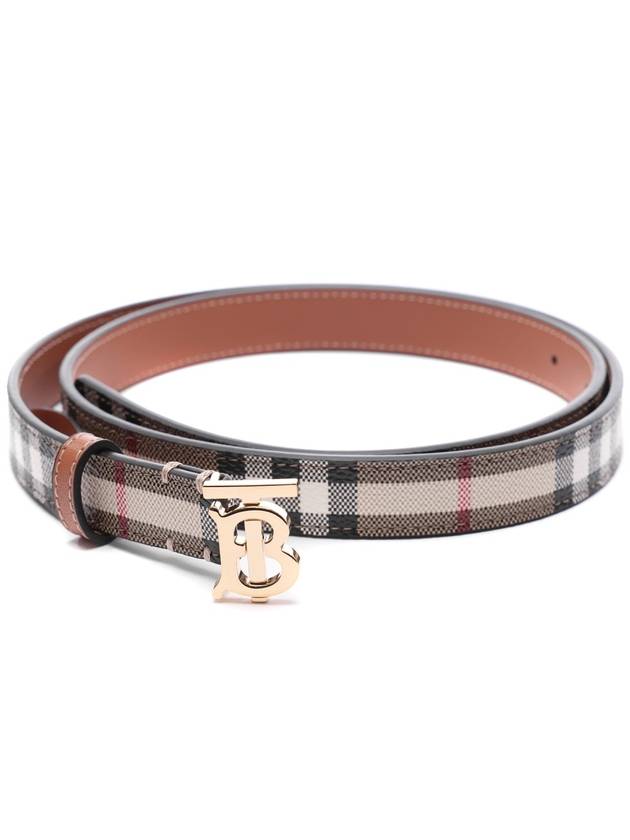 Plaid Check Pattern Leather Belt Beige - BURBERRY - BALAAN 4