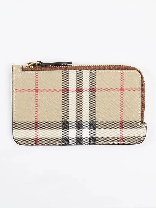 Vintage Check Leather Zipper Card Wallet Archive Beige Tan - BURBERRY - BALAAN 6