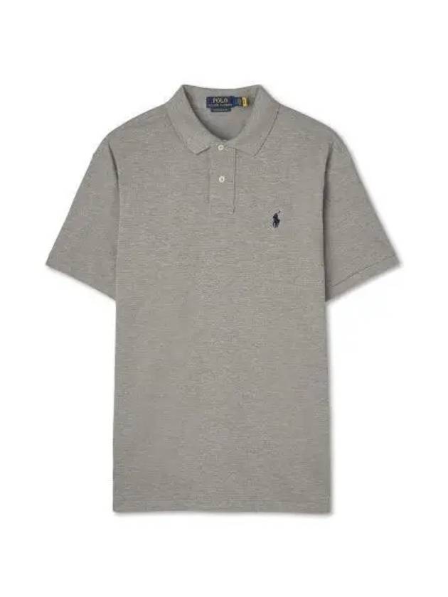 Custom Slim Fit Mesh Polo Shirt Gray - POLO RALPH LAUREN - BALAAN 2