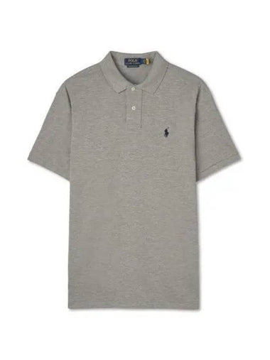 Custom Slim Fit Mesh Polo Shirt Gray - POLO RALPH LAUREN - BALAAN 1