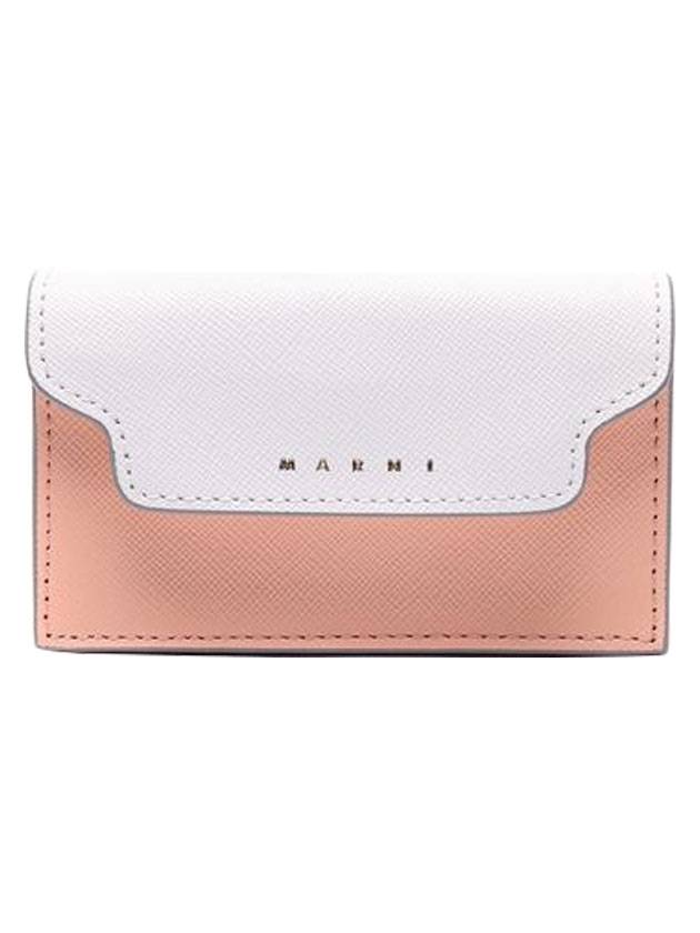 Logo Color Block Saffiano Card Wallet White - MARNI - BALAAN 1