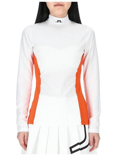 Thabisa Mockneck Long Sleeve T-Shirt Orange White - J.LINDEBERG - BALAAN 1