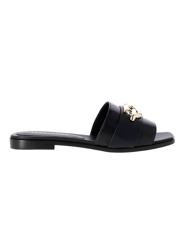 Women's Gancini Slippers Black - SALVATORE FERRAGAMO - BALAAN 1