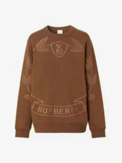 Embroidered Logo Cotton Sweatshirt Dark Birch Brown - BURBERRY - BALAAN 2