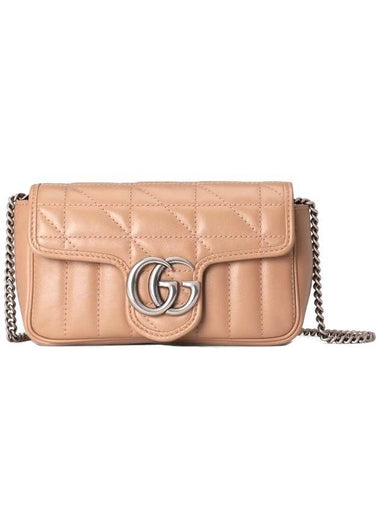 GG Marmont Silver Hardware Super Mini Bag Rose Beige - GUCCI - BALAAN 1