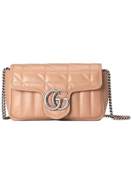 GG Marmont Silver Hardware Super Mini Bag Rose Beige - GUCCI - BALAAN 1