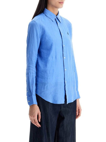 long sleeve linen shirt harbor island blue for women - POLO RALPH LAUREN - BALAAN 2