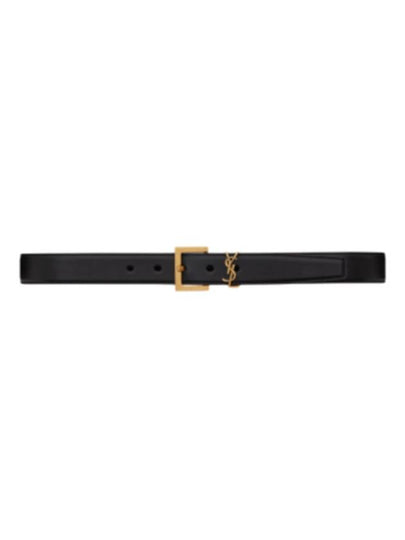 Monogram Buckle Leather Belt Black - SAINT LAURENT - BALAAN 2