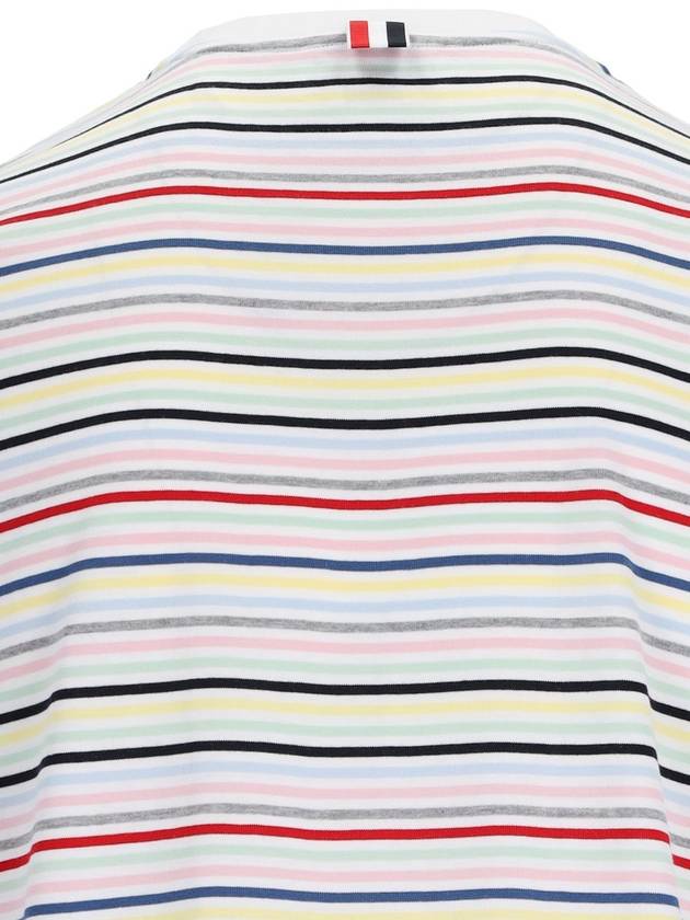 Men's Striped Midweight Jersey Short Sleeve T-Shirt White - THOM BROWNE - BALAAN 6