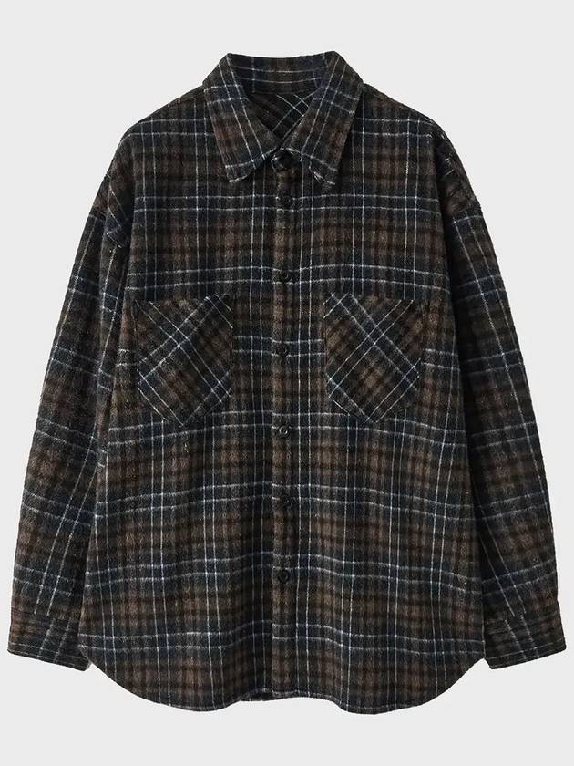 Neuer Check Wool Overfit Long Sleeve Shirt Brown - NOIRER - BALAAN 3