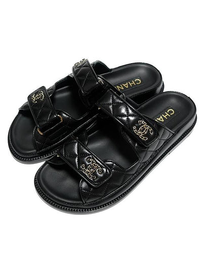 CC Logo Velcro Sandals Black - CHANEL - BALAAN 2