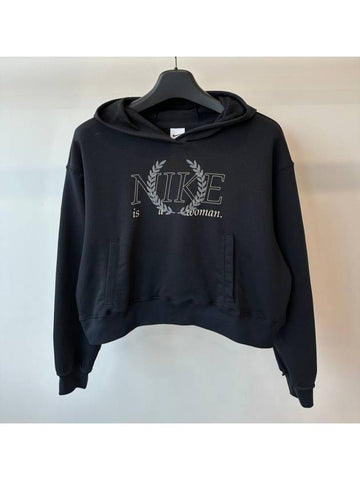 Crop Hooded Sweatshirt DX0176 010 Black WOMENS XL Asian Fit - NIKE - BALAAN 1