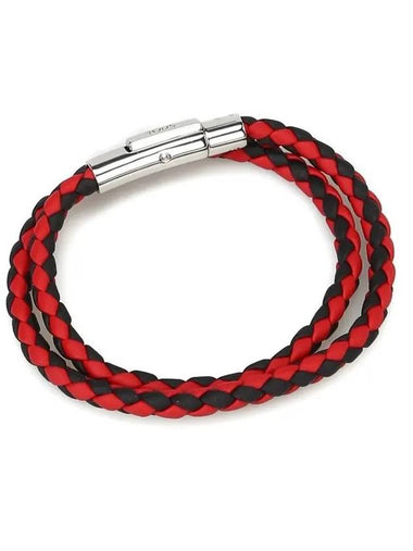 Men's Silver My Color Braided Weaving Bracelet Red Black - TOD'S - BALAAN 1