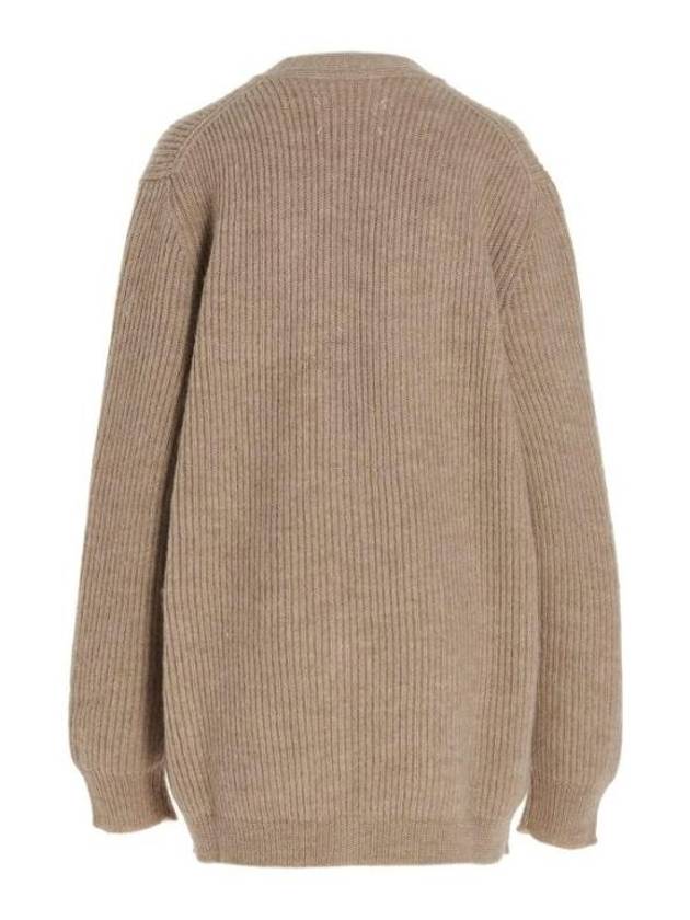 Stitch Alpaca Wool Knit Oversized Fit Cardigan Beige - MAISON MARGIELA - BALAAN 3