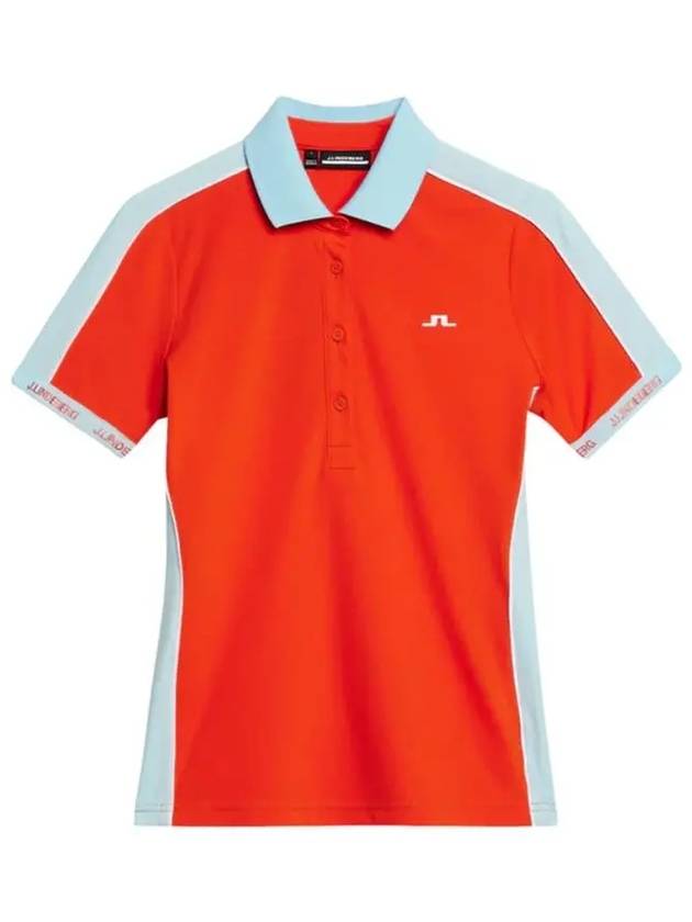 Demi Short Sleeve Polo Shirt Tangerine Tango - J.LINDEBERG - BALAAN 2