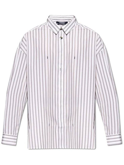 La Chemise Manches Longues Striped Cotton Long Sleeve Shirt Beige - JACQUEMUS - BALAAN 2