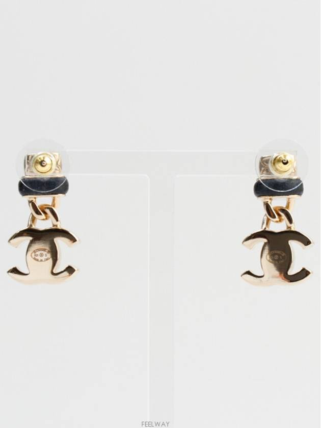 Turn lock CC logo drop earrings champagne gold 71937 - CHANEL - BALAAN 3