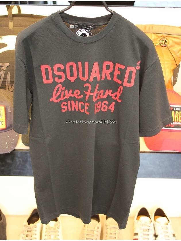 Men's Live Hard Logo Short Sleeve TShirt Black S71GD0131 - DSQUARED2 - BALAAN 8