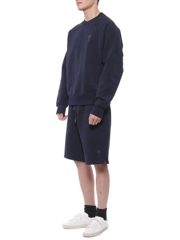 Cotton Heart Logo Sweatshirt Navy - AMI - BALAAN 5