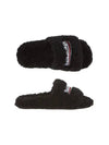 Furry Logo Slippers Black - BALENCIAGA - BALAAN 2