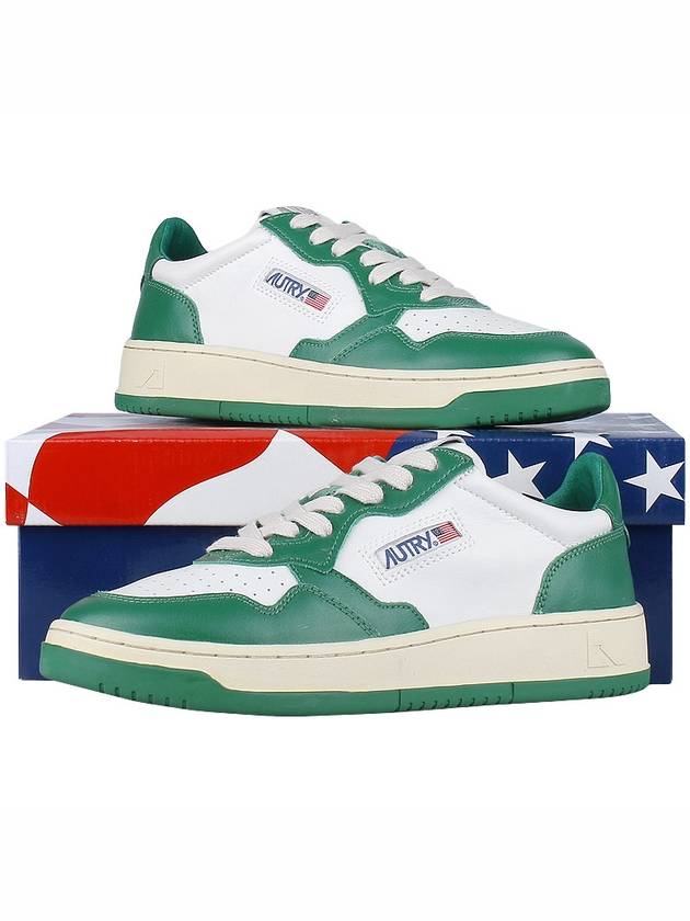 Men's Medalist Leather Low Top Sneakers Green - AUTRY - BALAAN 11