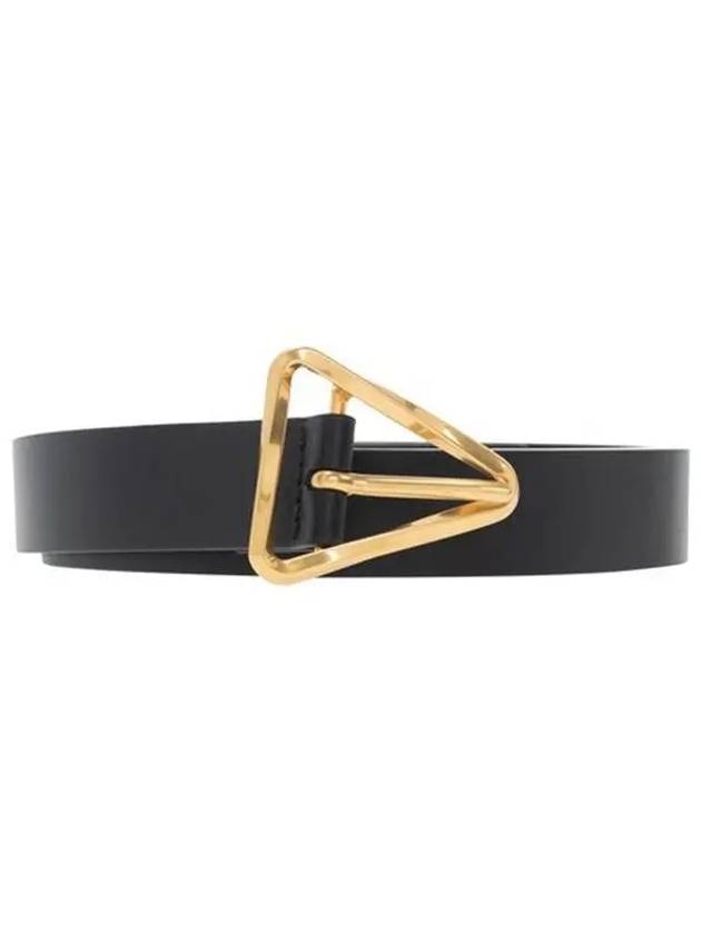 Grasp Triangle Buckle Leather Belt Black - BOTTEGA VENETA - BALAAN 2