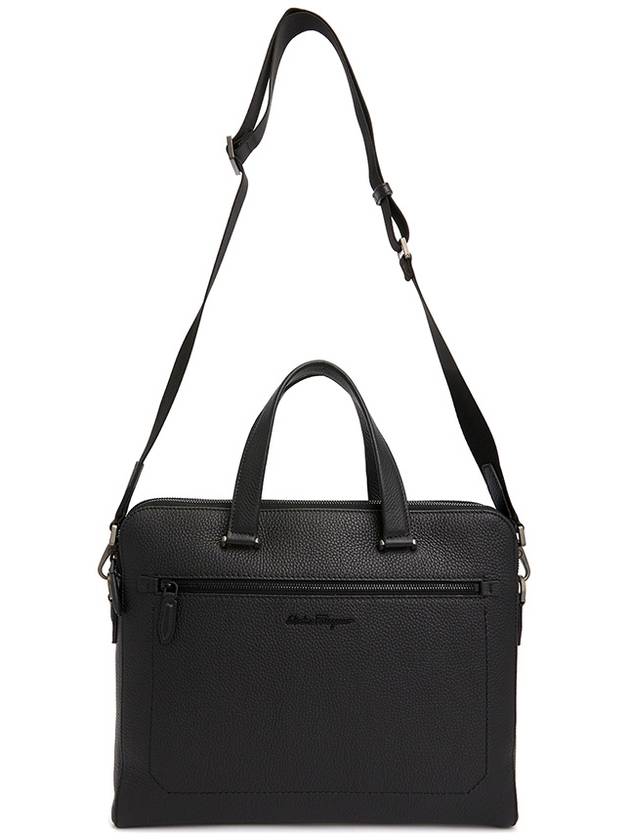 Double Pocket Zipper Briefcase Black - SALVATORE FERRAGAMO - BALAAN 9